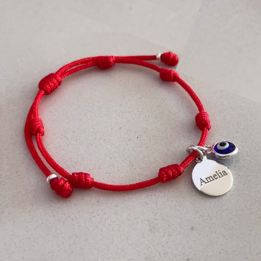 Pulsera  protectora ojo turco con placa personalizable - Marzué