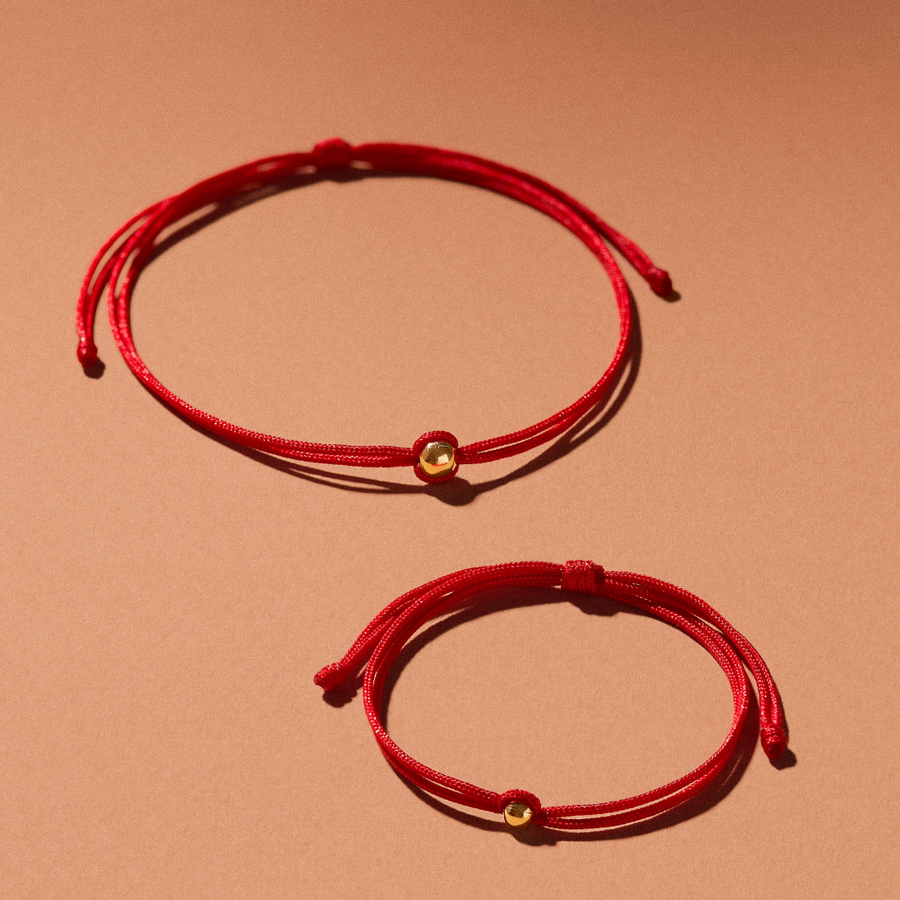 Pulsera de Hilo Rojo con Bolitas de Oro para Mamá e Hija - Amor y Conexión - Marzué