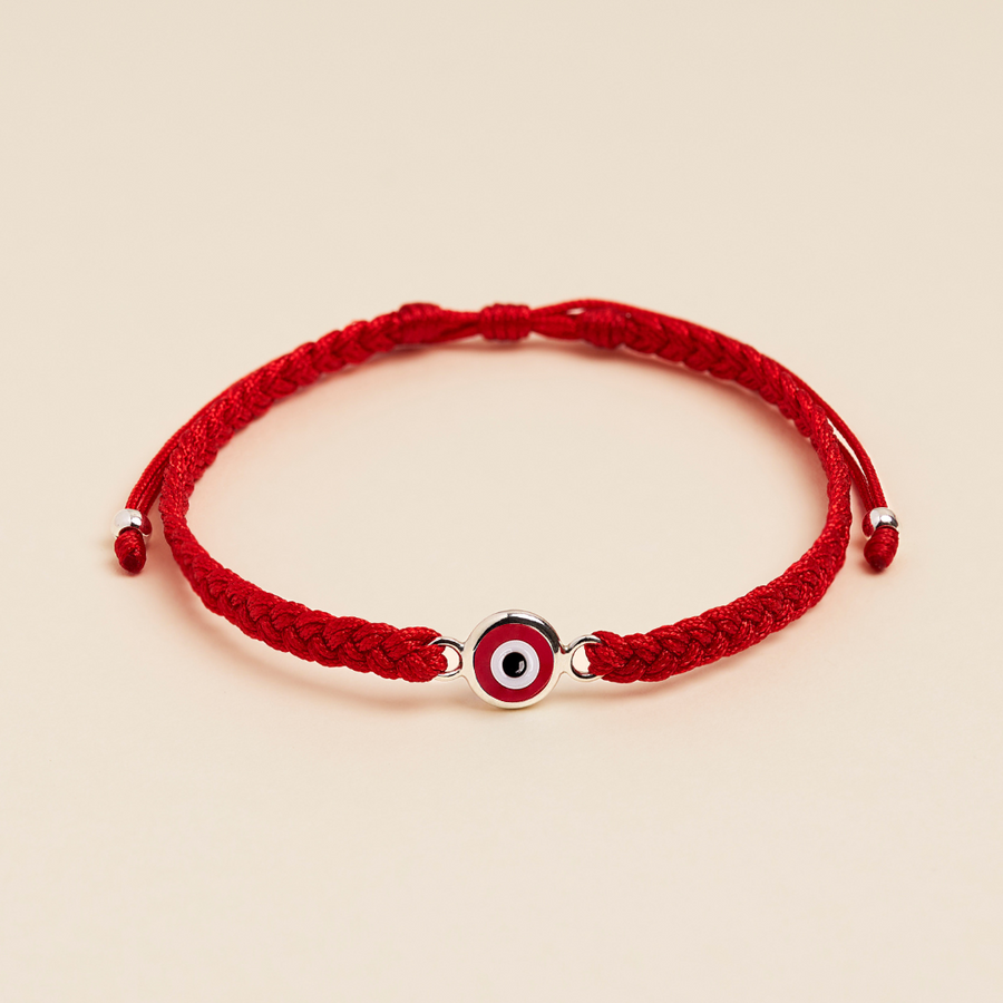 Pulsera de ojo turco tejida en hilo rojo - Marzuè