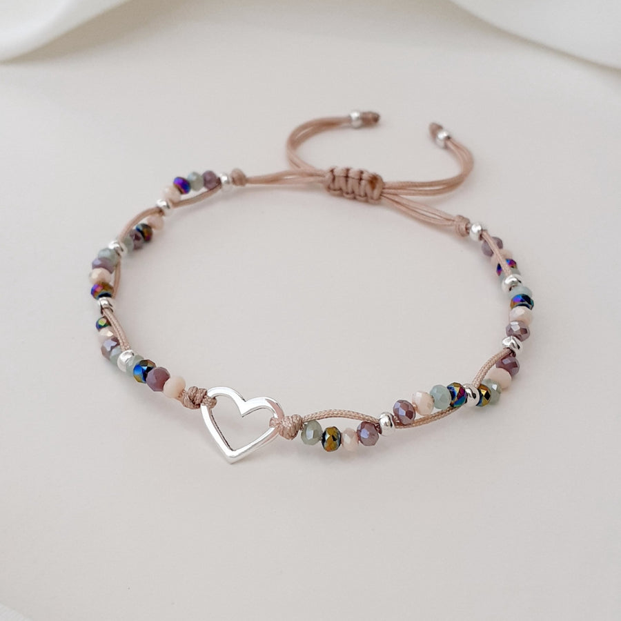 Pulsera de hilo corazón de plata | Marzué Joyería