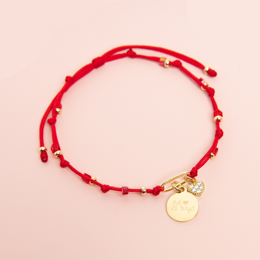 Pulsera de hilo con frase de amor