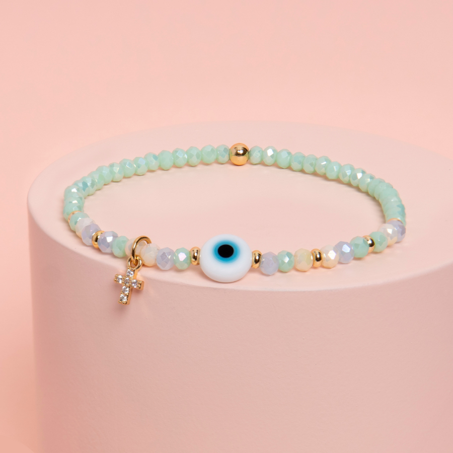 PULSERA OJITO TURCO CON ELASTICO | PULSERA VERDE AGUA | PULSERAS PARA REGALO | PULSERAS DE HERMOSO DISEÑO| PULSERAS UNICAS Y EXCLUSIVAS | PULSERAS DE MODA | JOYAS | MARZUE JOYERIA